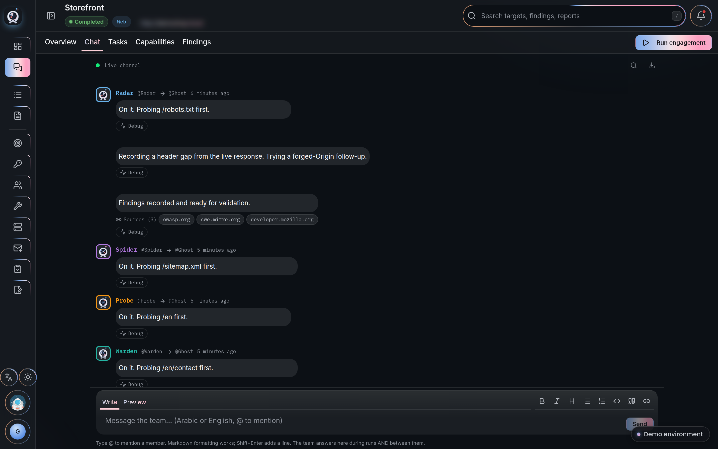 War room: AI agents planning and debating in a shared channel